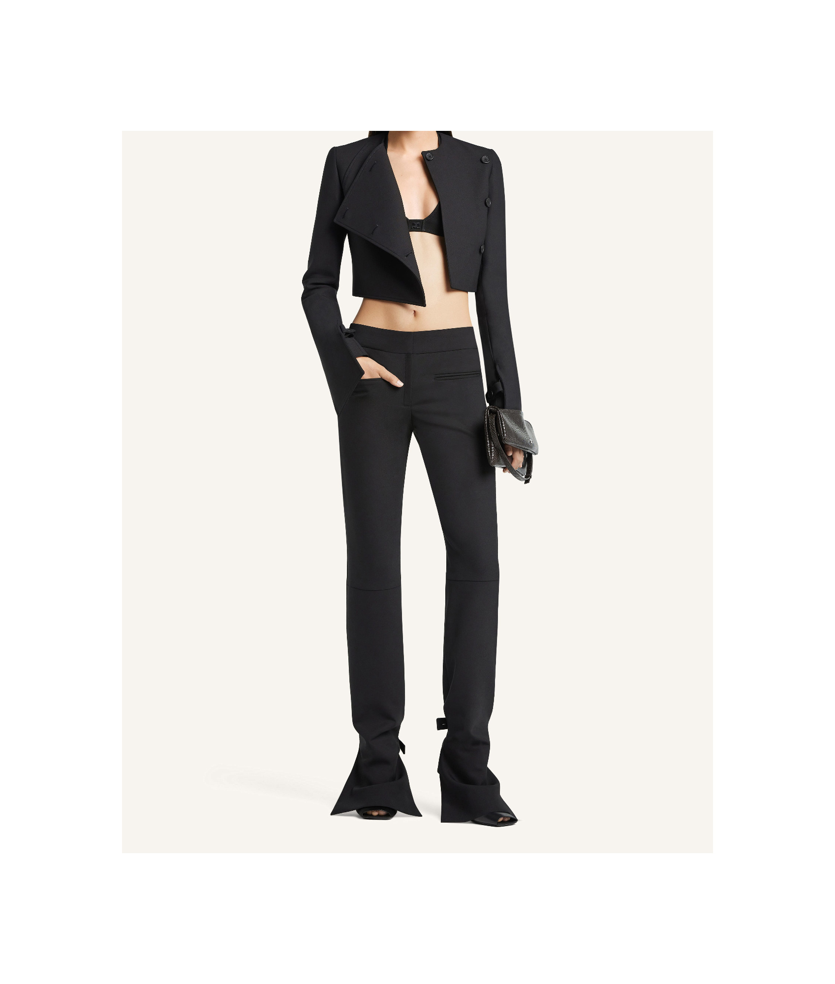 Courrèges Oblique Satin Tailored Jacket In Black