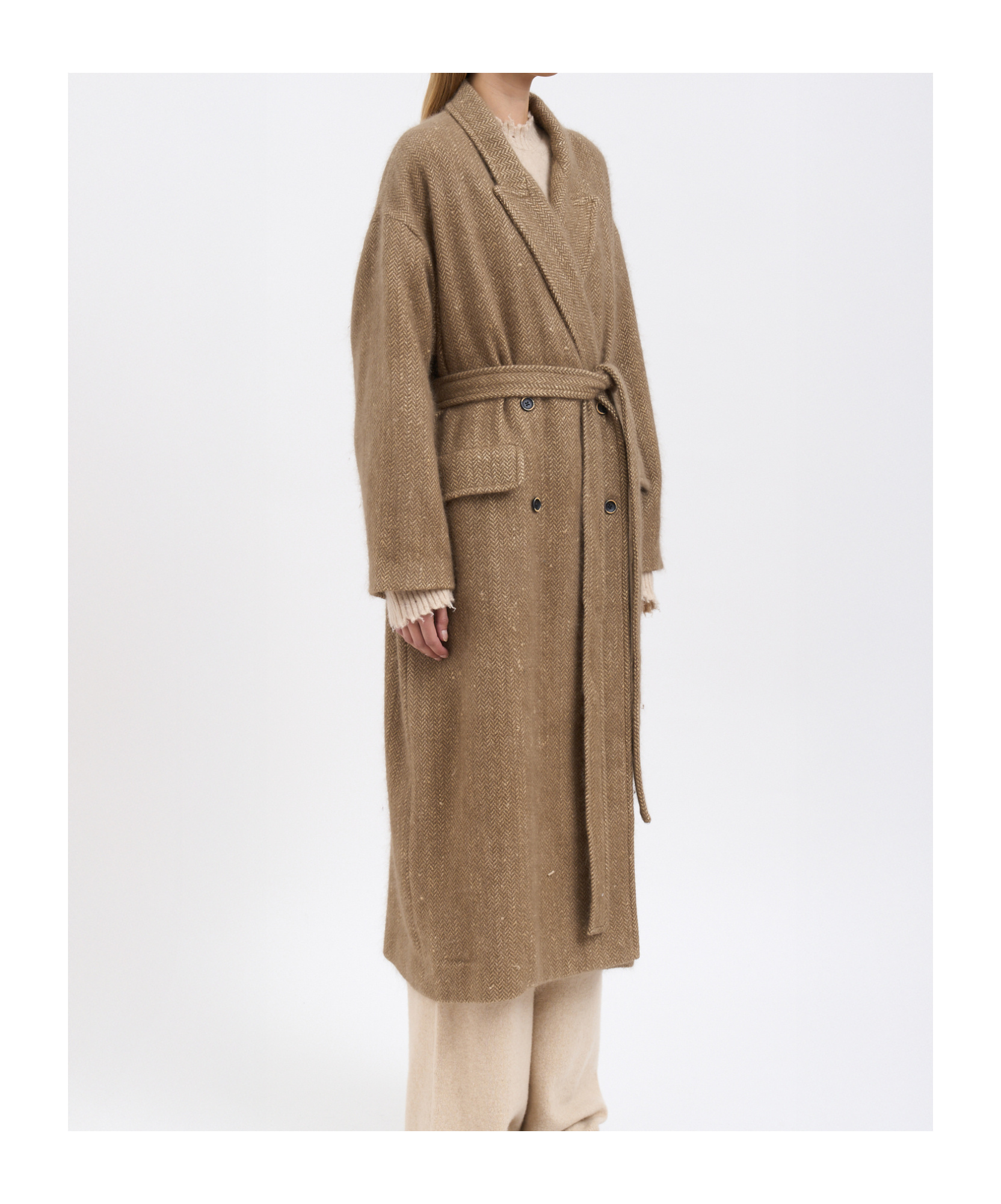 Uma Wang Long-sleeved Coat In Brown