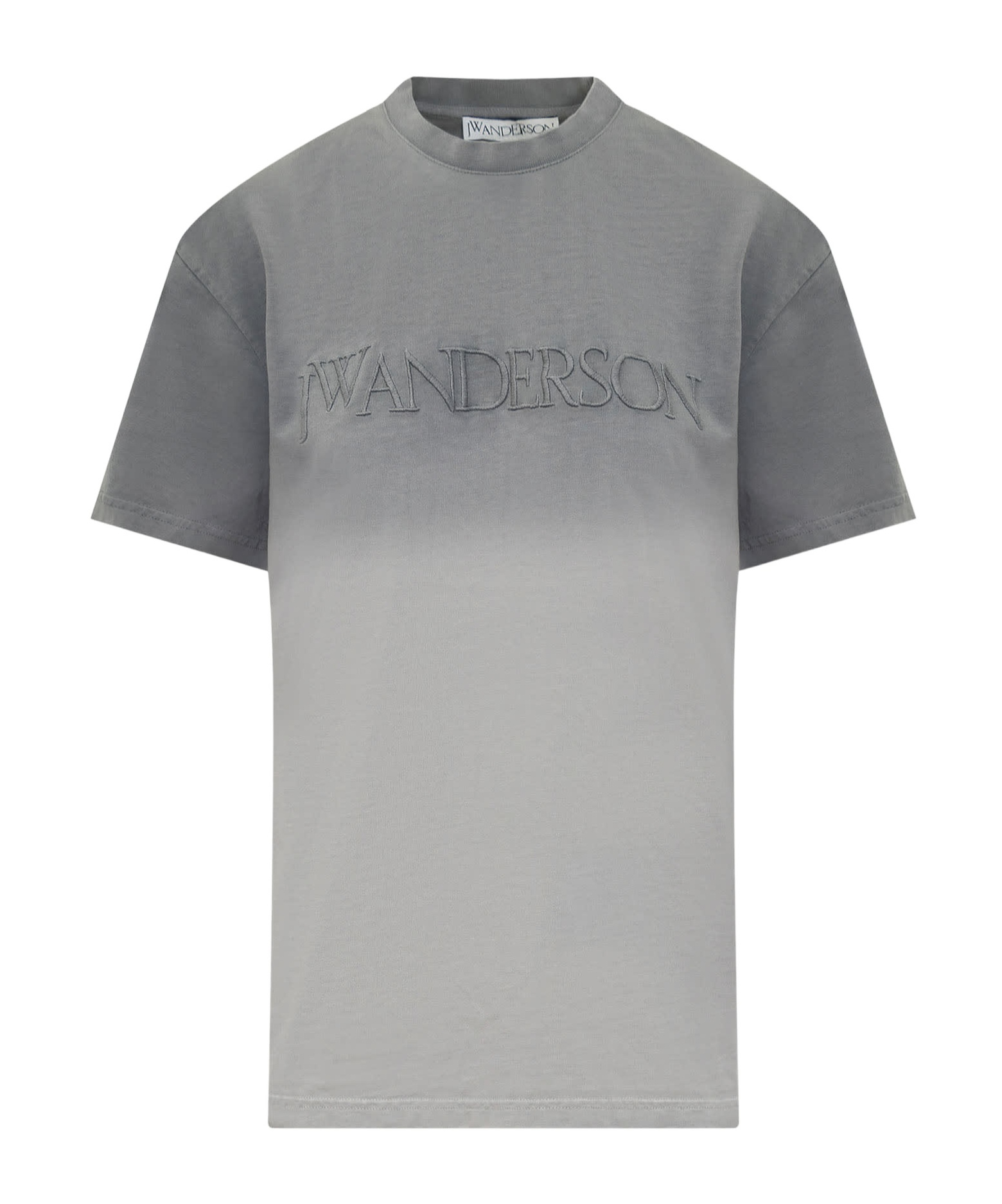 Jw Anderson Tie-dyed Logo Embroidered T-shirt In Gray