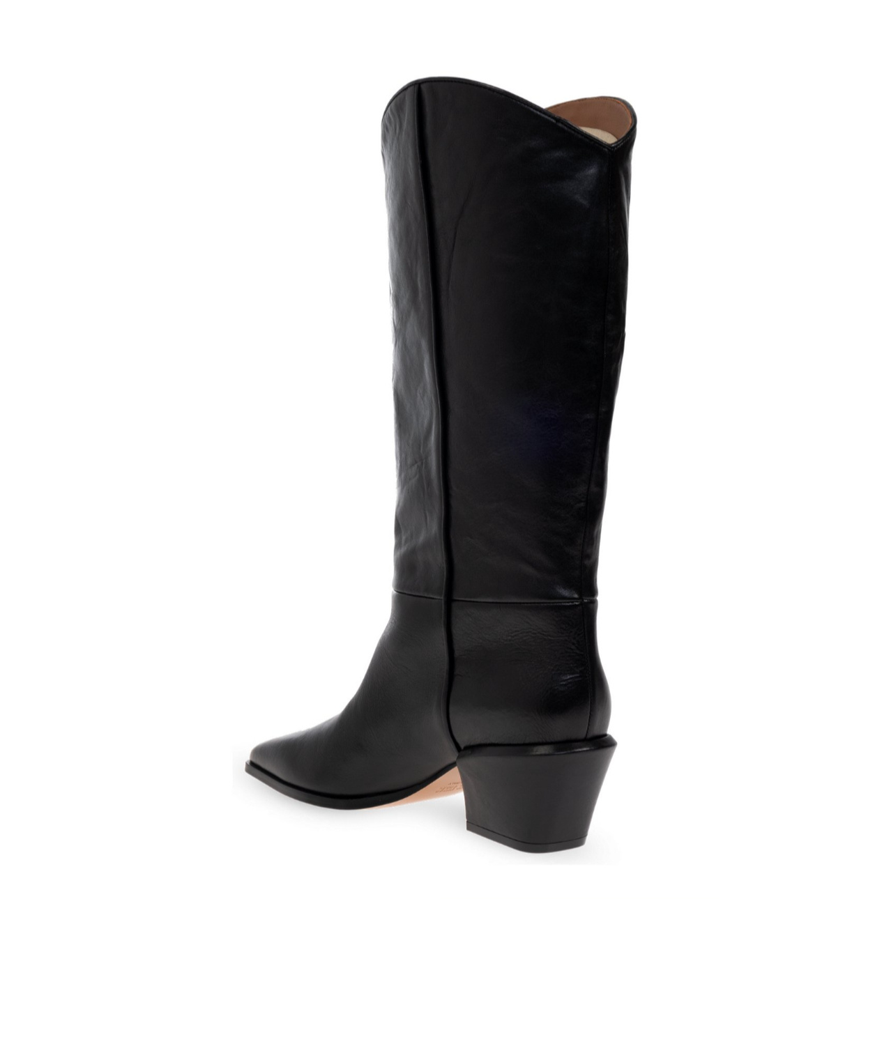 Paris Texas Western Style Leather Knee Length Boots In Black