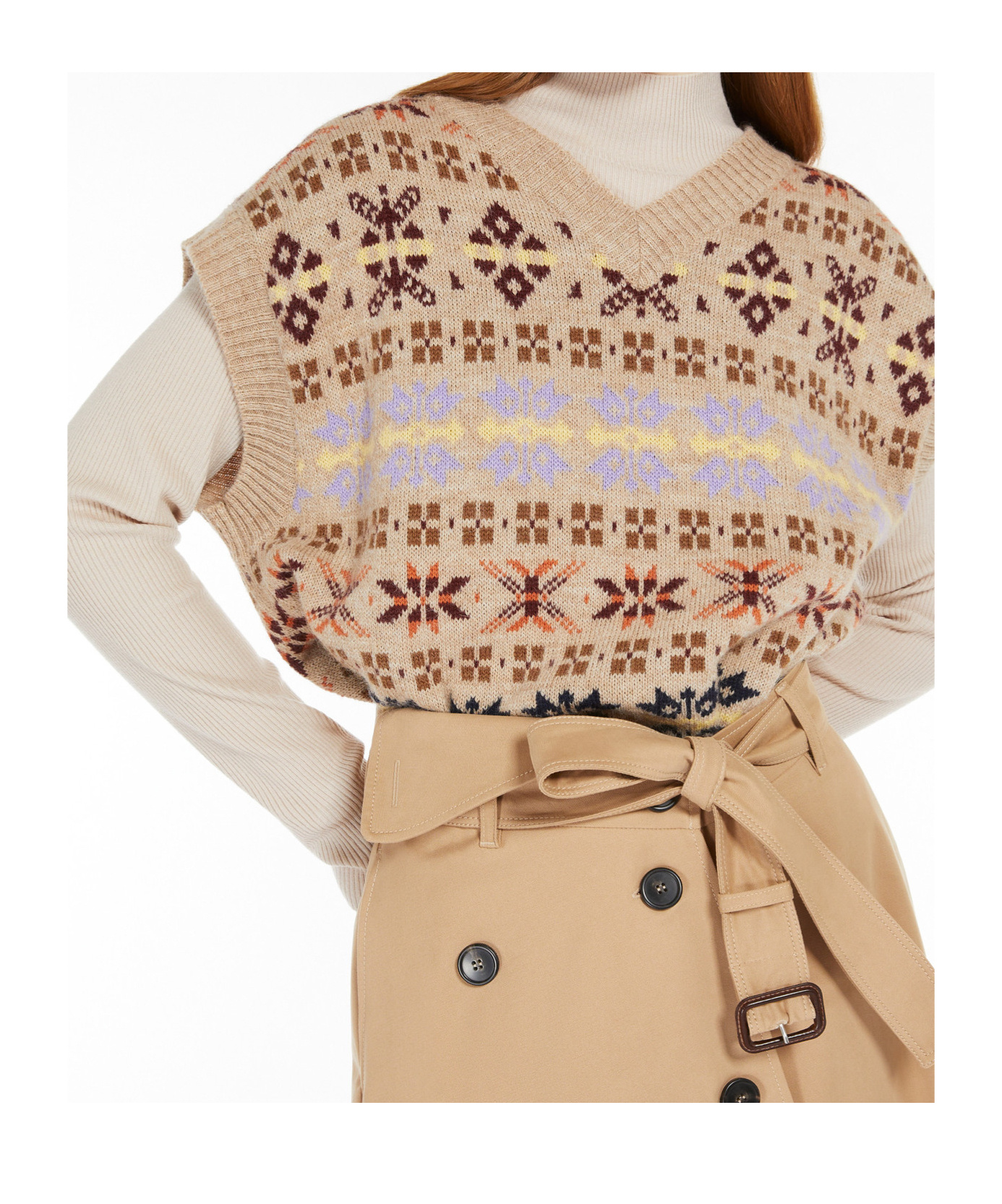 Shop Weekend Max Mara All-over Patterned V-neck Vest In Nude
