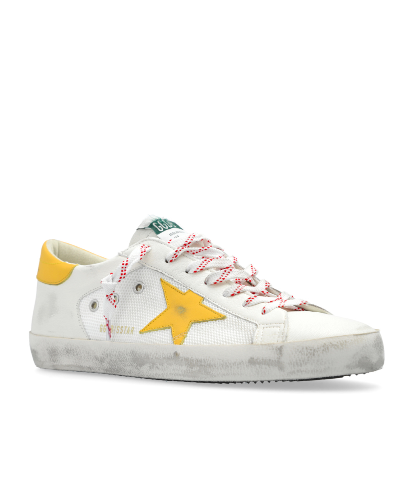 Golden Goose Patched Sneakers Featuring Perforated Star In White