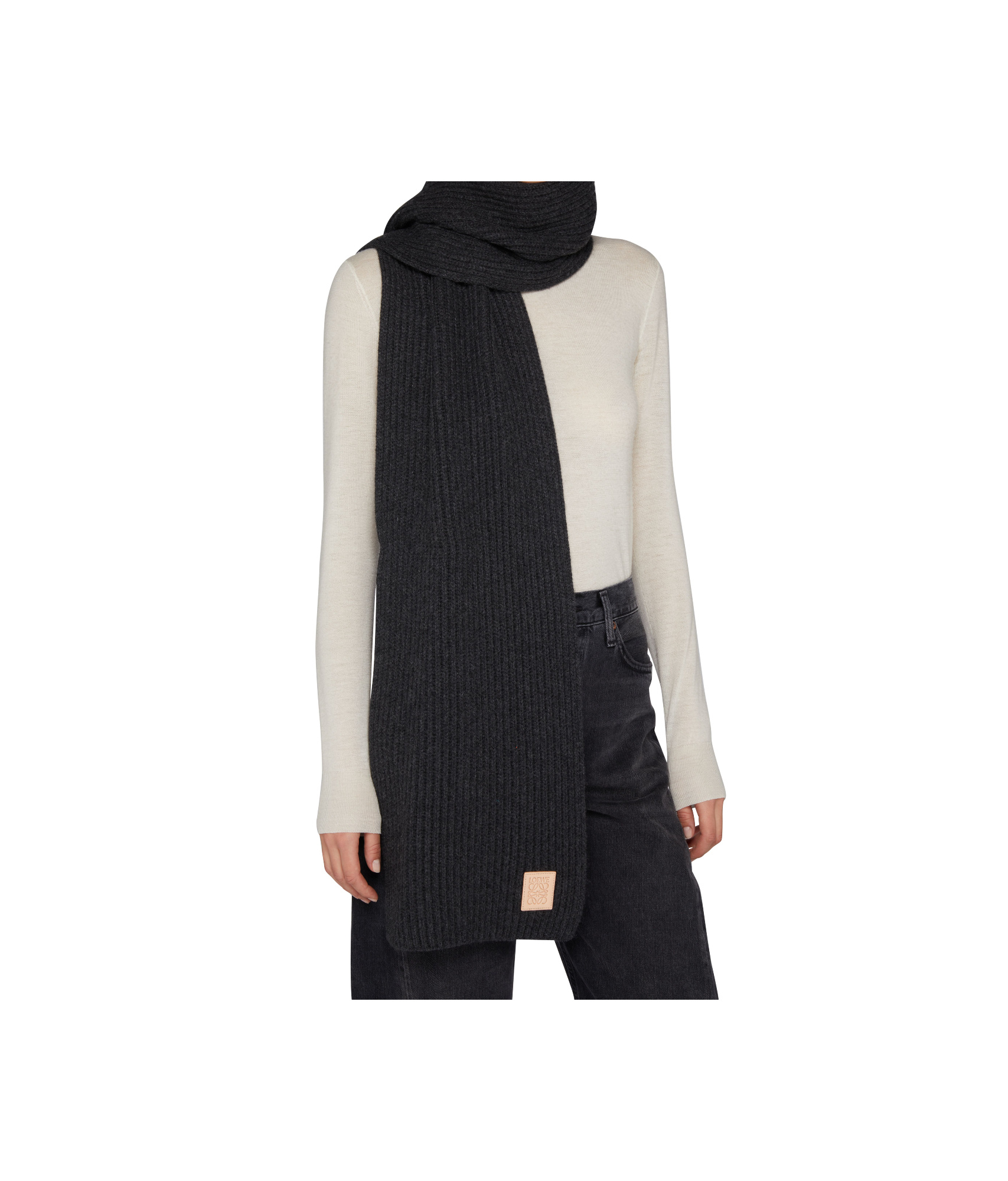 Shop Loewe Logo Scarf In Black