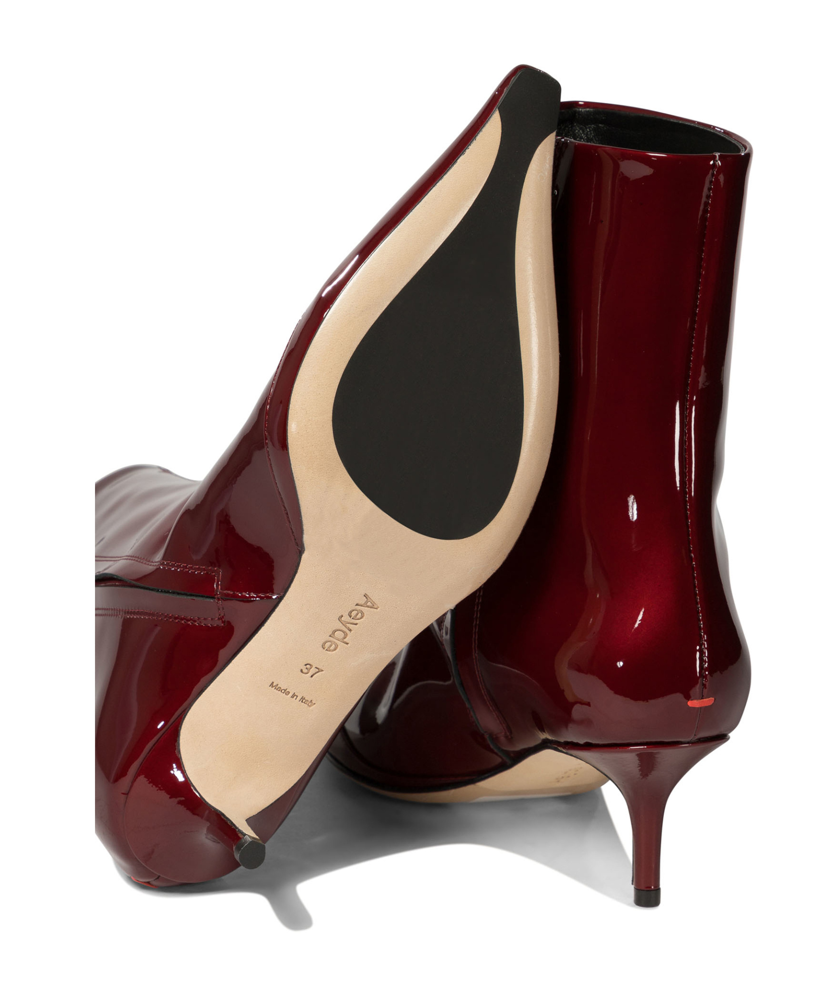 Aeyde 55mm Roe Patent-leather Pointed-toe Ankle Boots In Brown