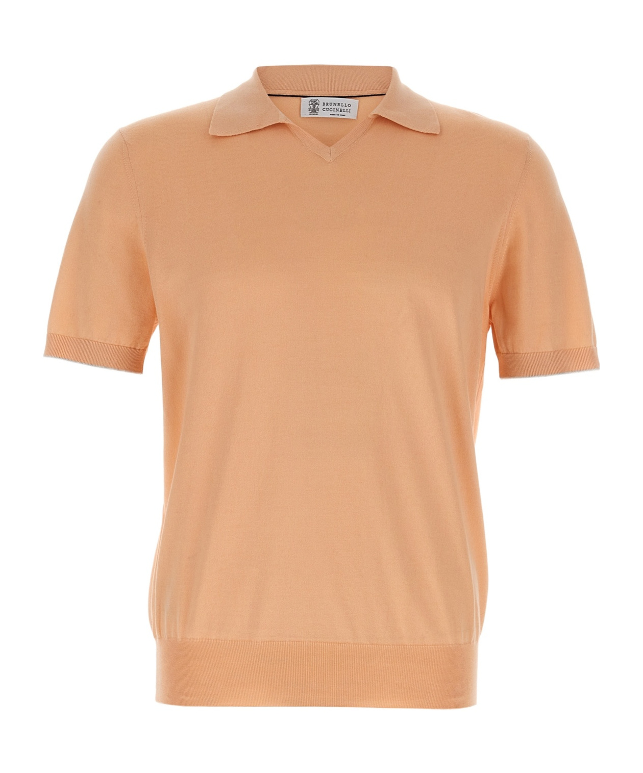 Brunello Cucinelli Short Sleeve V-neck Polo Shirt In Nude