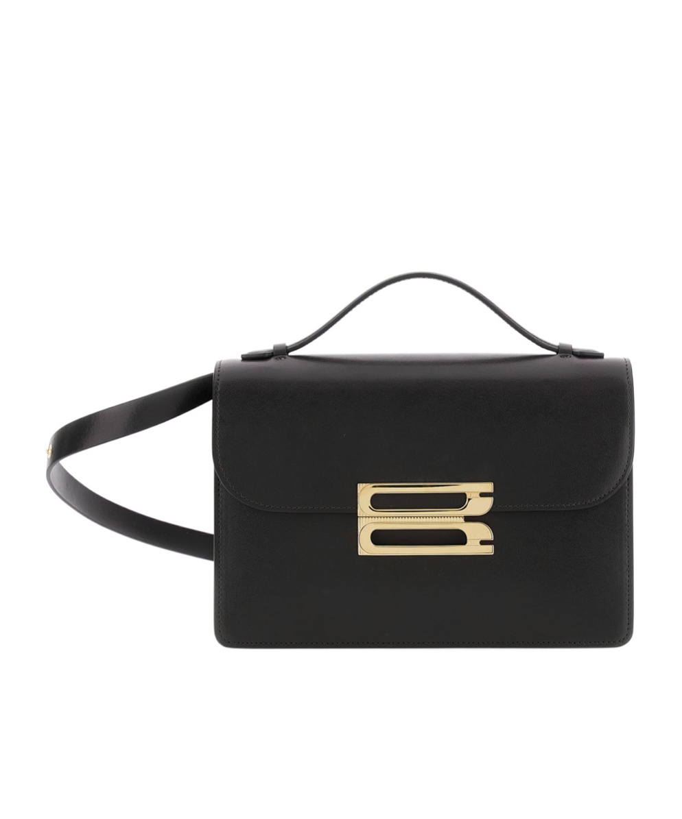 Victoria Beckham 'dorian' Black Shoulder Bag With Adjustable And Removable Shoulder Strap And Logo Plaque On The Fron