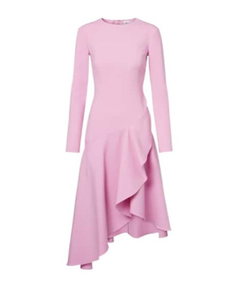 Oscar De La Renta Asymmetric Wool-blend Cocktail Dress In Pink