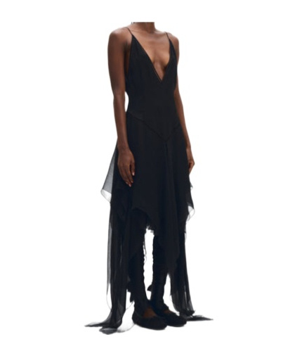 Ann Demeulemeester Multilayer Midi Slip Dress In Black