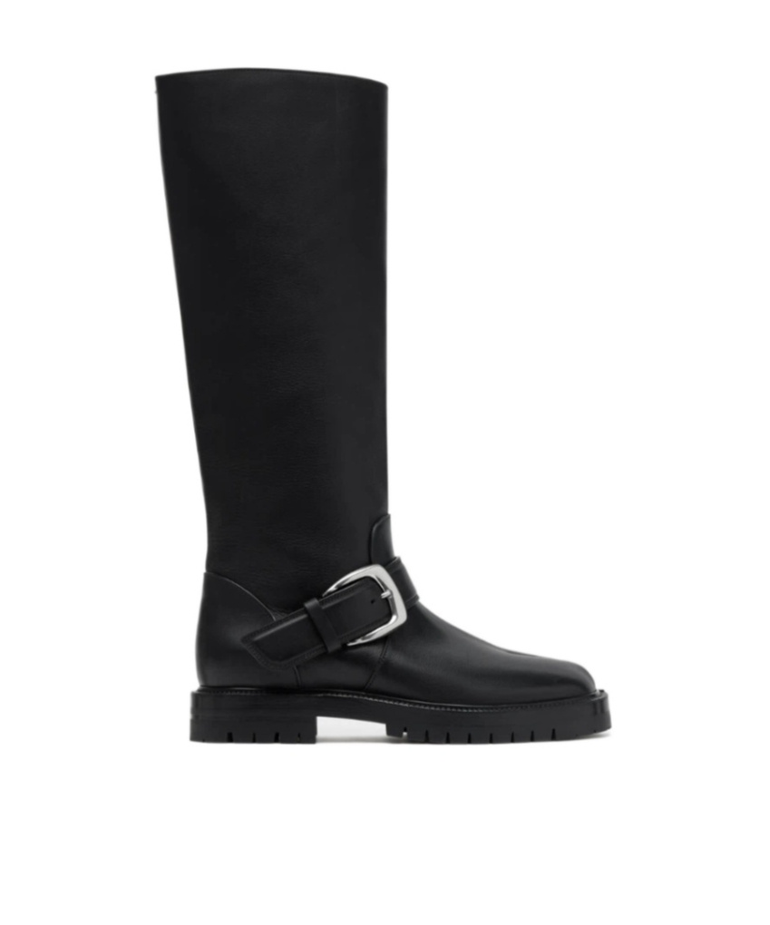 Maison Margiela Knee-high Tabi Boots Featuring Buckle Detail In Black
