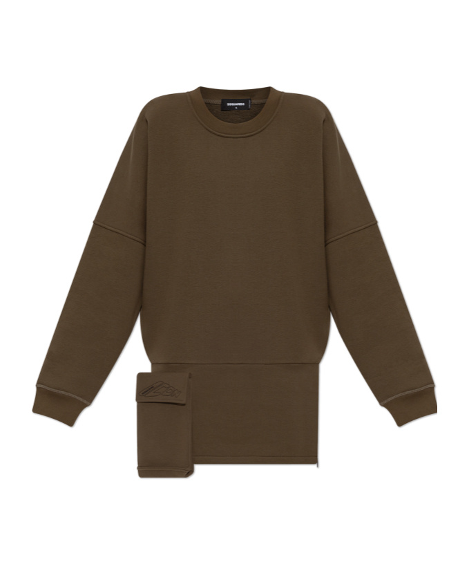 Dsquared2 Asymmetric-hem Sweatshirt Dress In Brown