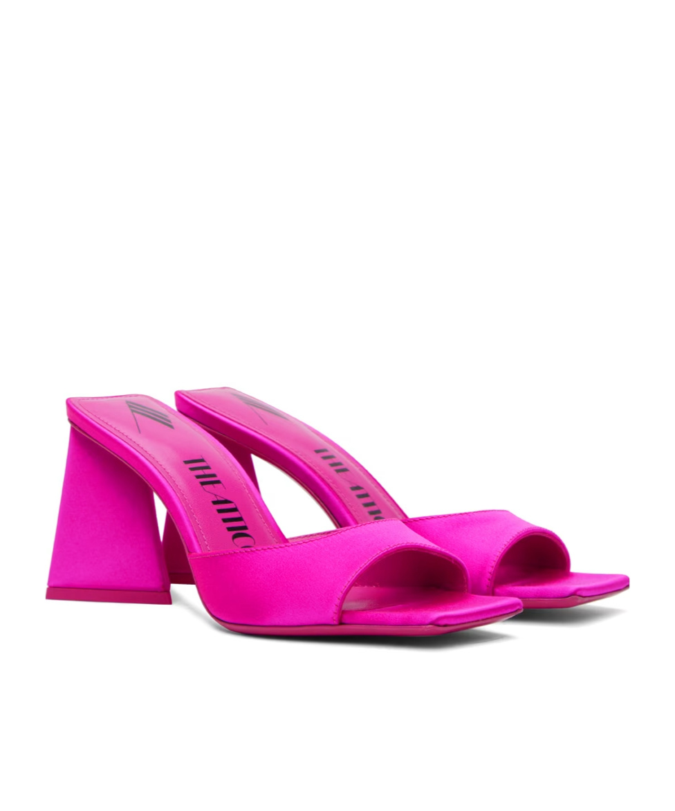 Attico Mini Devon 85mm Satin Mules In Pink