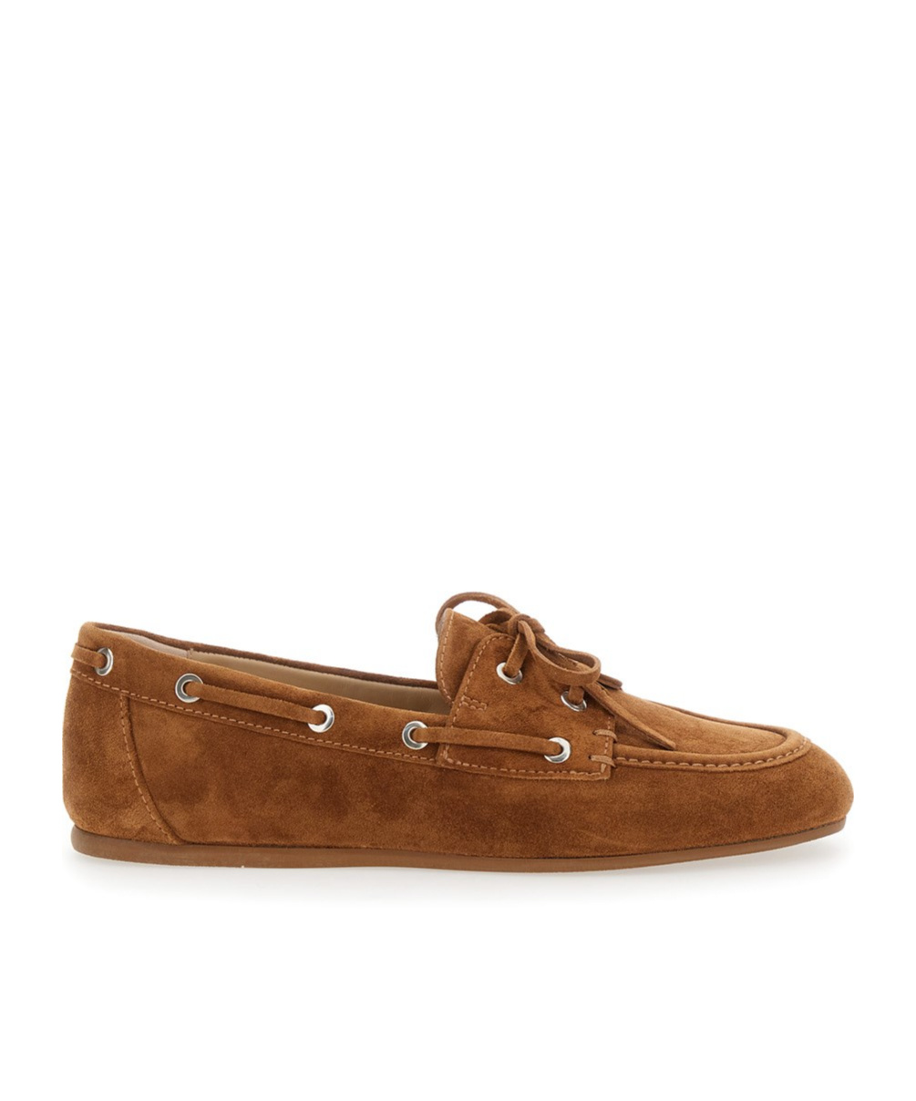 Stuart Weitzman Tinsley Moccasin Suede Loafers In Brown