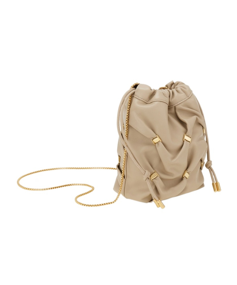 Ferragamo Mini Leather Bucket Bag In Nude