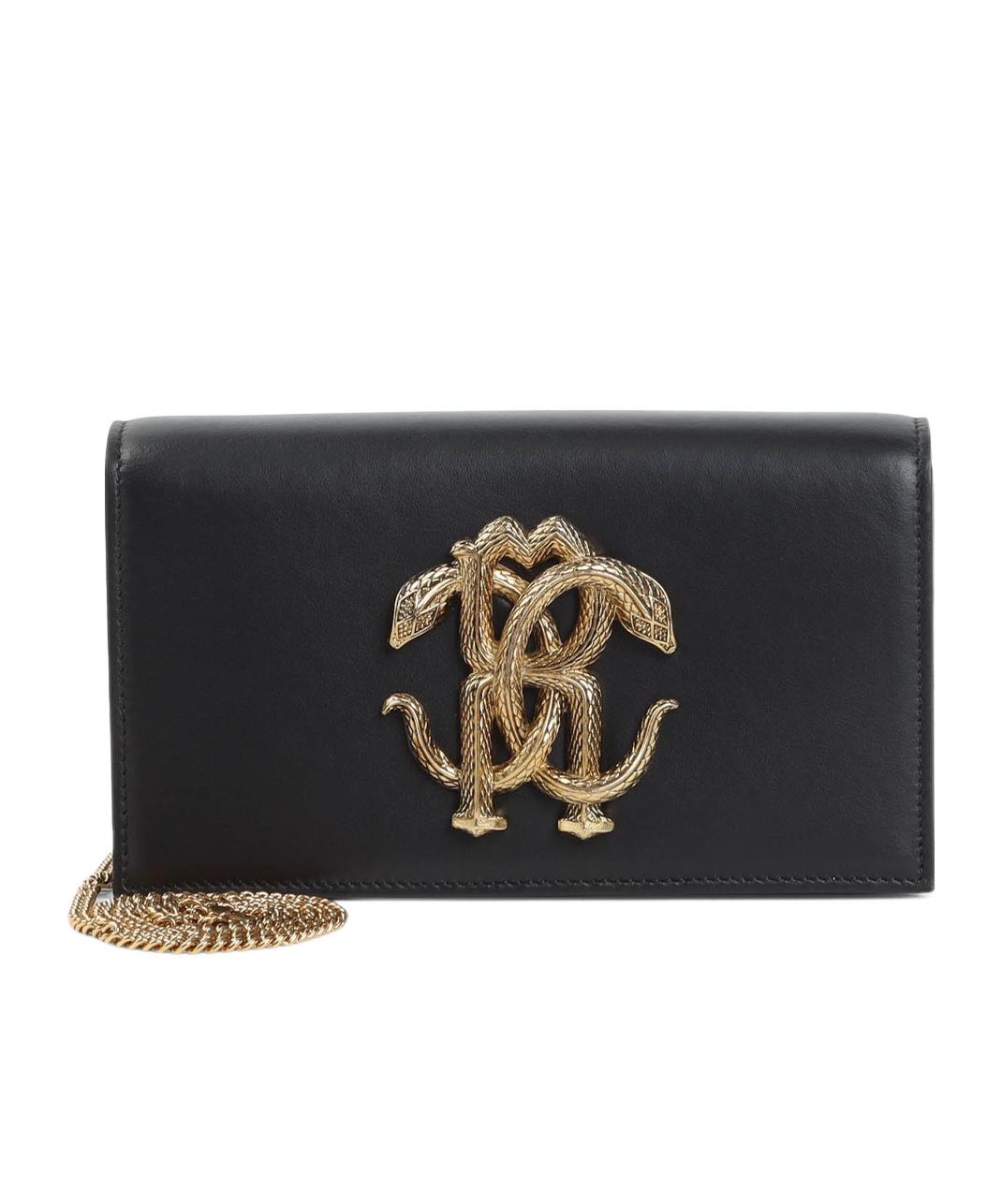 ROBERTO CAVALLI MIRROR SNAKE METALLIC-LOGO SHOULDER BAG