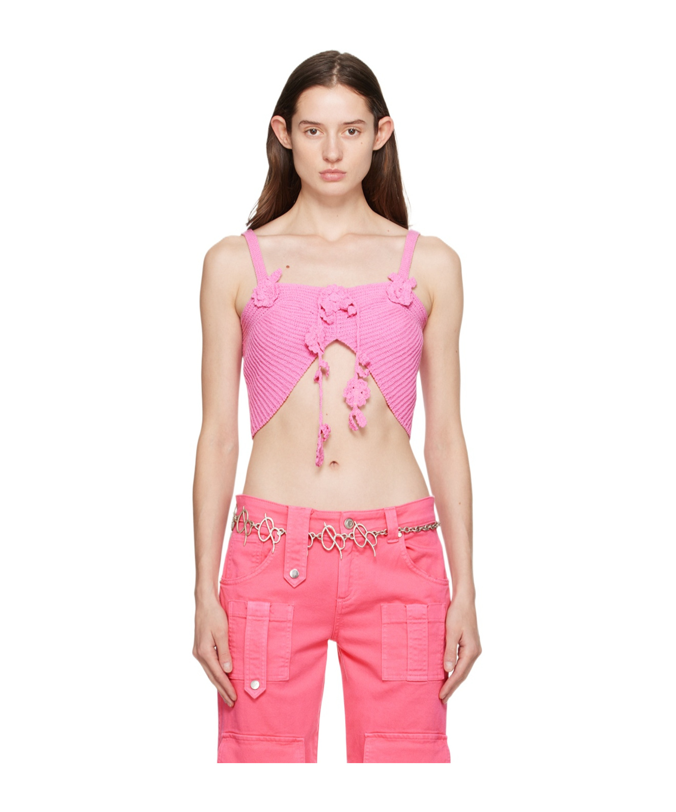 Blumarine Pink Flower Camisole In Pink