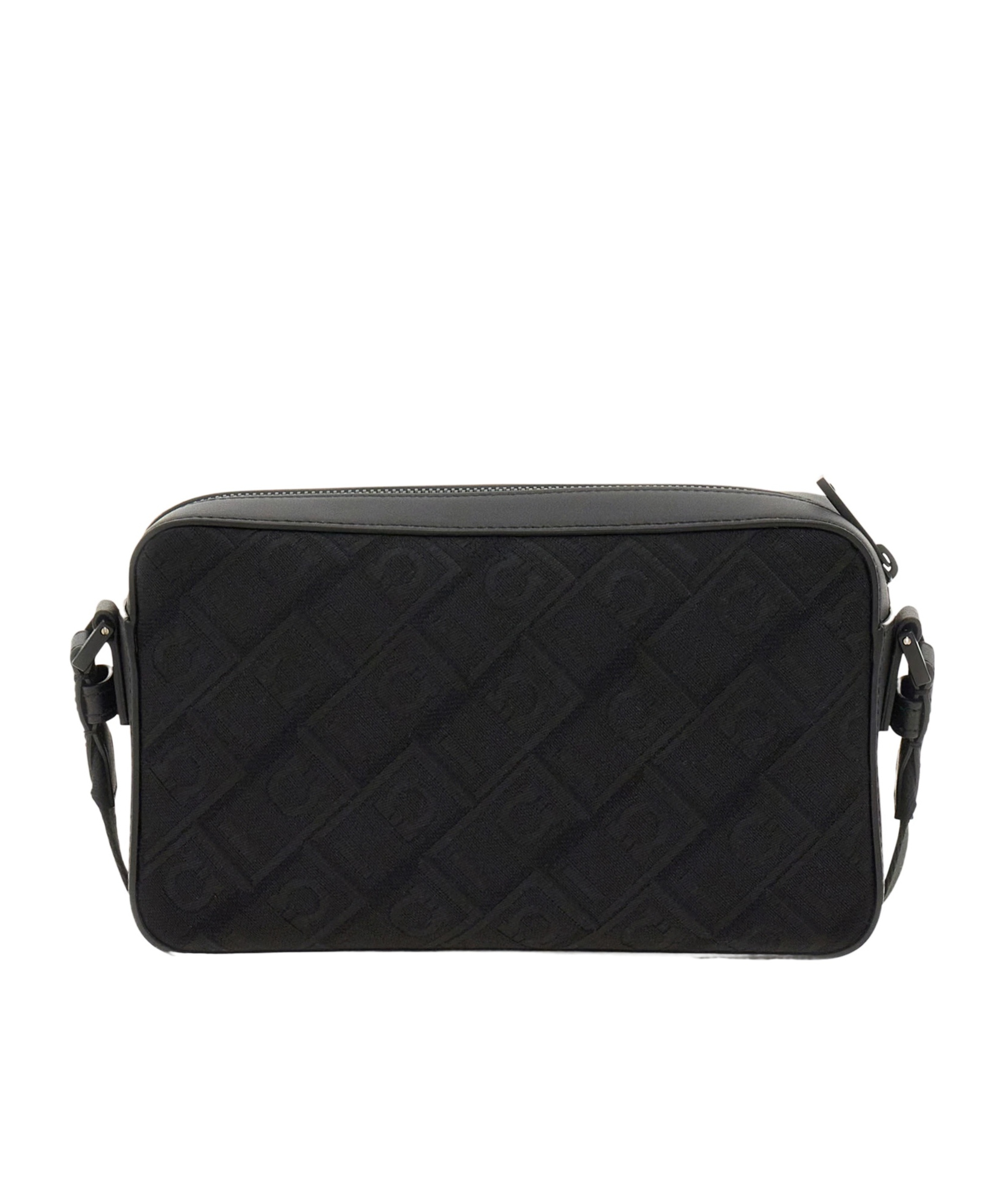 Ferragamo Gancini-jacquard Leather Messenger Bag In Black