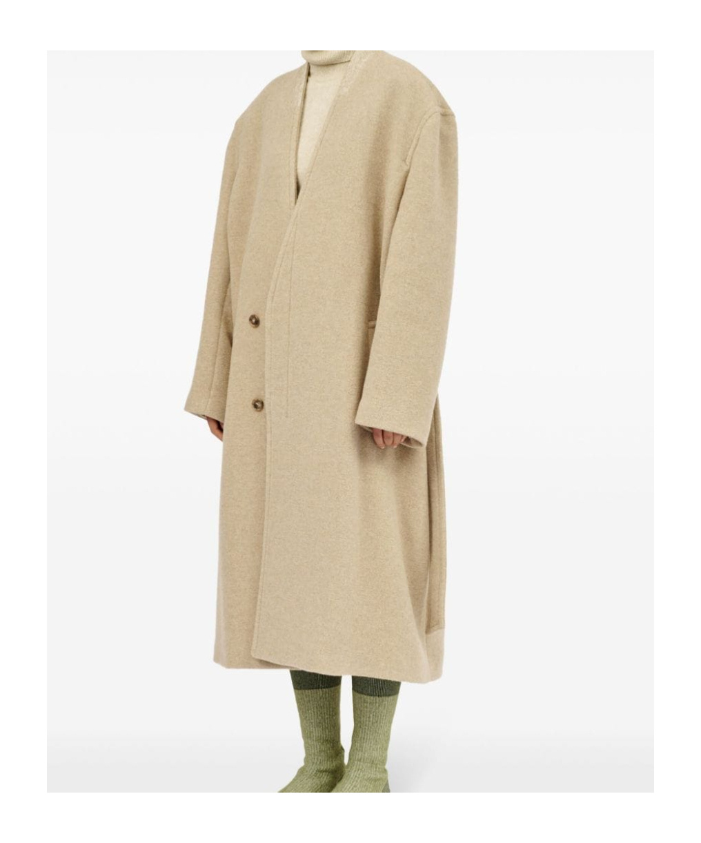 Shop Mm6 Maison Margiela Oversized Pile Coat In Nude