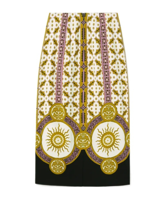 La Doublej Patterned Pencil Skirt In Brown