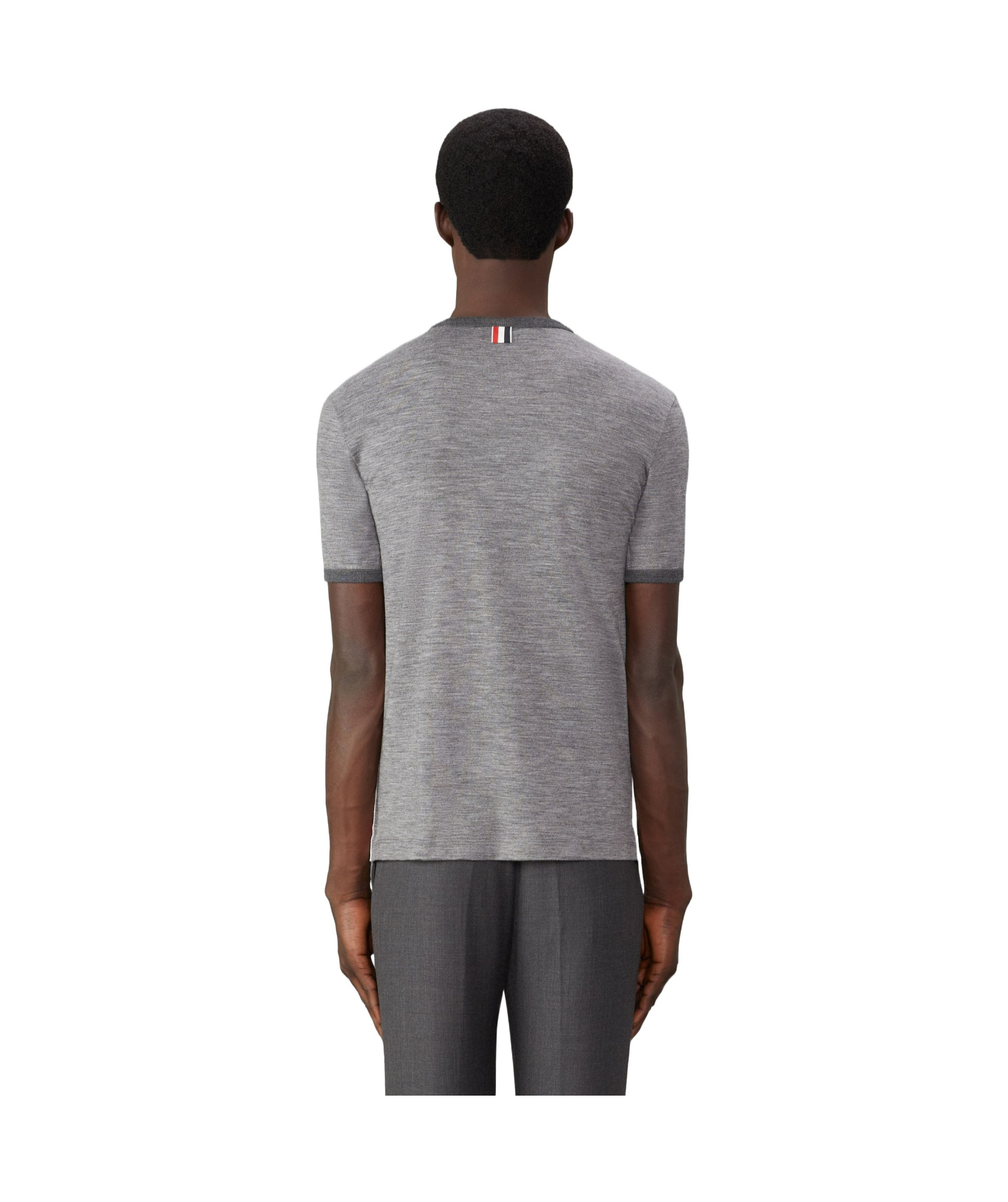 Thom Browne Ringer Stretch Wool T-shirt In Gray
