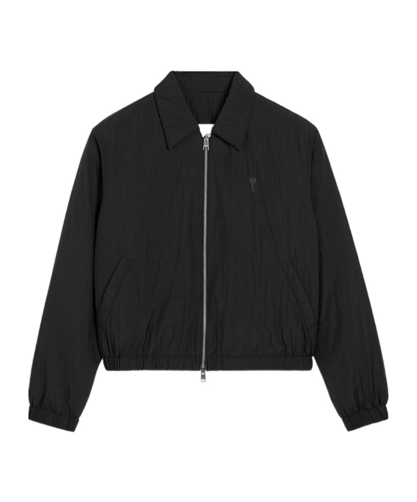 Ami Alexandre Mattiussi Black Technical Canvas Zipped Jacket Black In Black