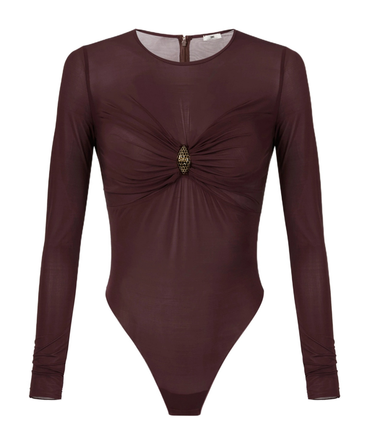 Elisabetta Franchi Bodysuit In Jersey Fabric With Jewel Detail In Burgundy