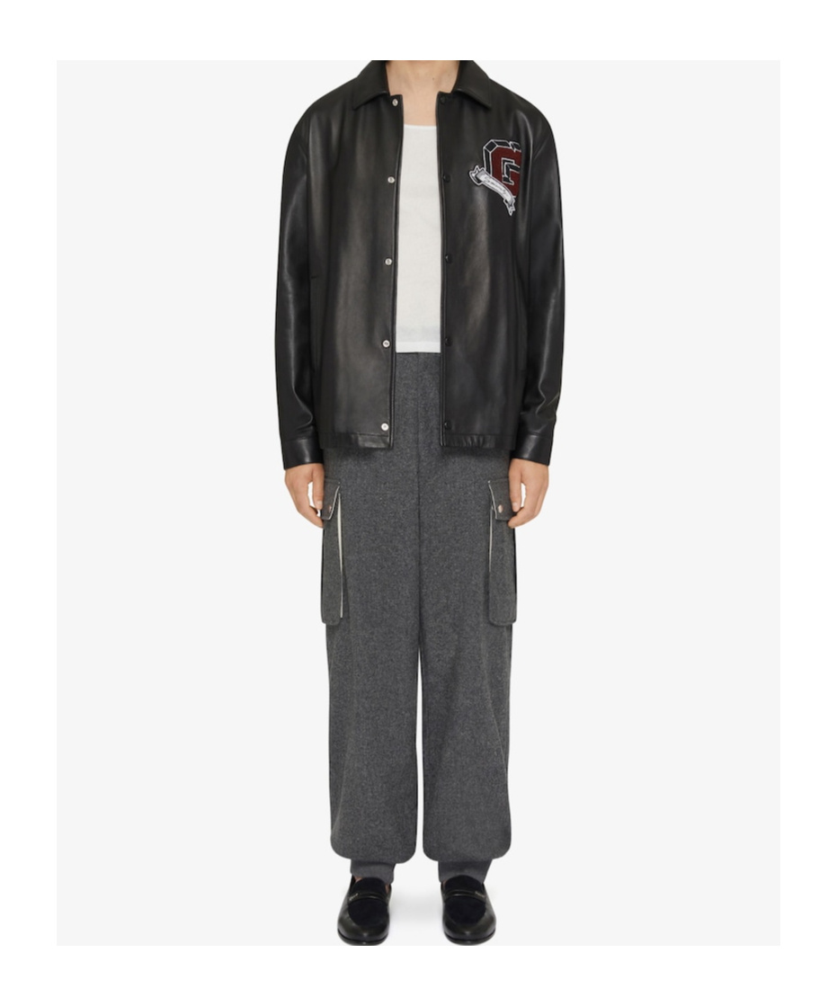 Givenchy Long-sleeved Leather Jacket In Black