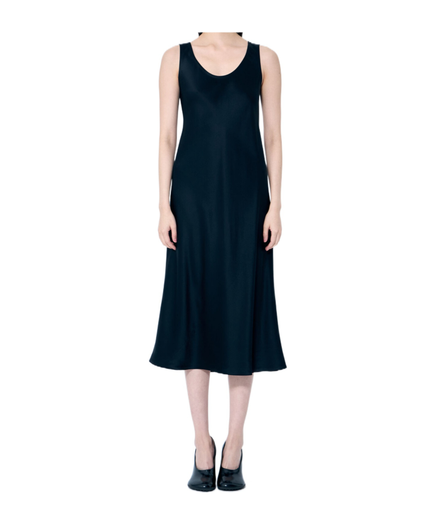 Max Mara Banjo Silk Satin Midi Dress In Black