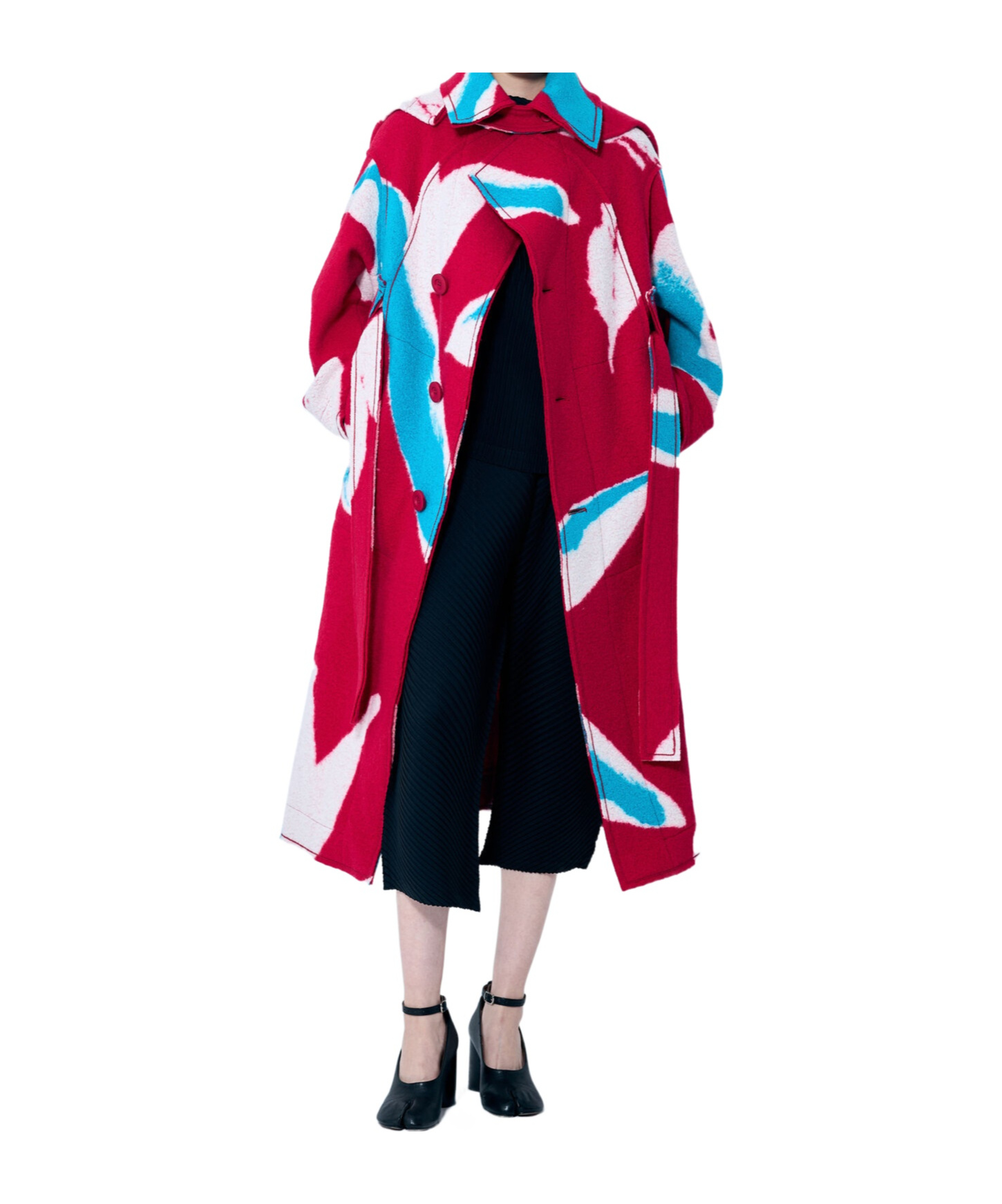 Issey Miyake Vigor Trench Coat In Red