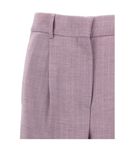 Msgm Lurex Pinstriped Wide Leg Trousers With Pleated Front In Purple