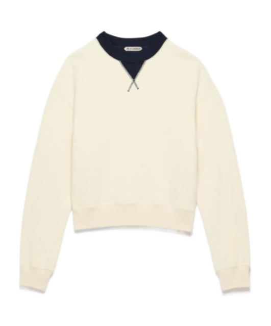 Jw Anderson Womens Contrast Collar Sweatshirt In Ecru Navy In Neutral