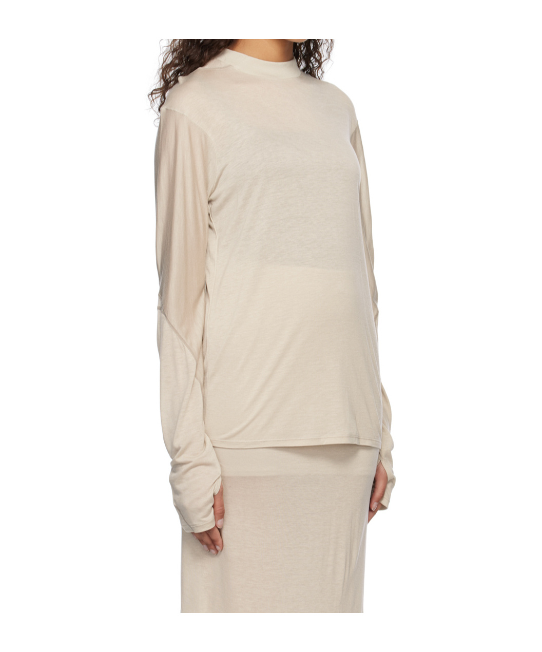 Post Archive Faction (paf) Beige Paneled Long Sleeve T-shirt In Neutral