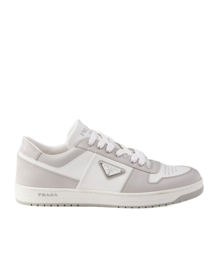 Prada Leather Sneakers Downtown Two-tone Silhouette In White