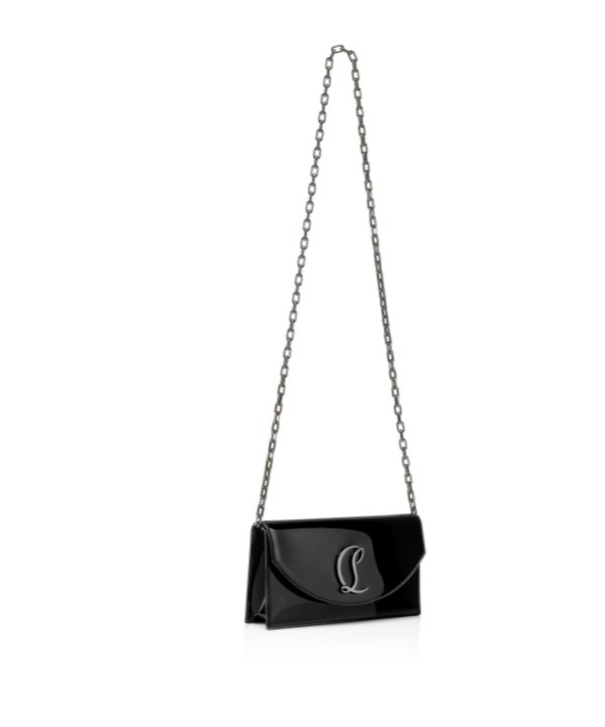 Christian Louboutin Loubi54 Flap Patent Leather Clutch Bag In Black