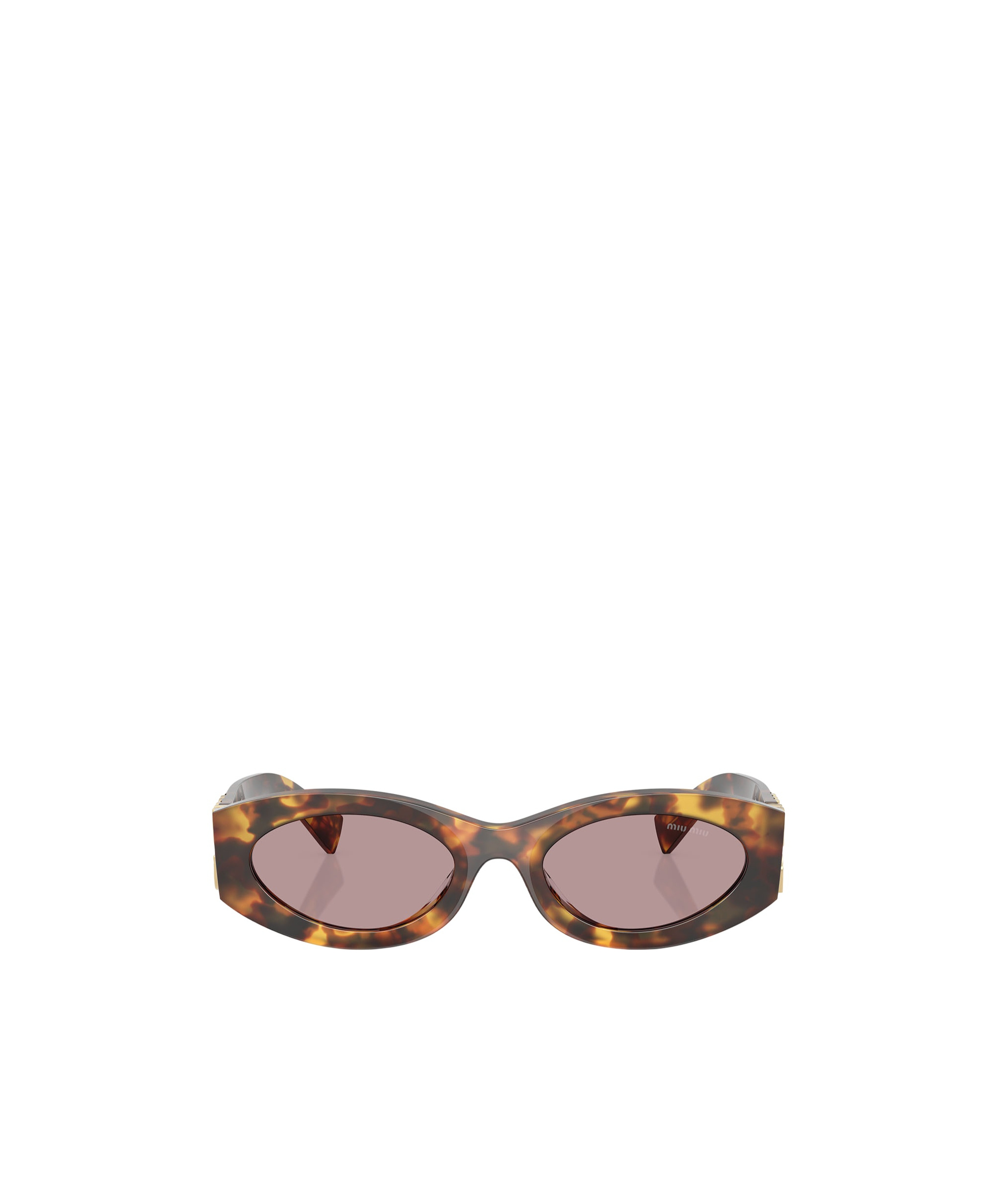 Miu Miu Logo Oval Acetate Sunglasses In Honey Havana