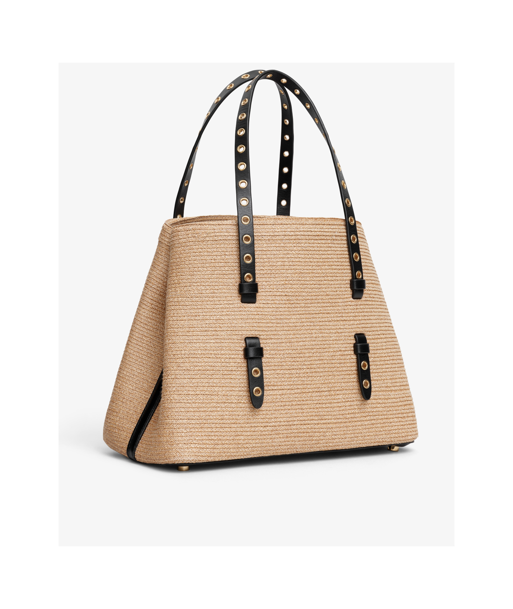 Alaïa Mina 25 Shoulder Bag In Paper Straw And Leather In Nude