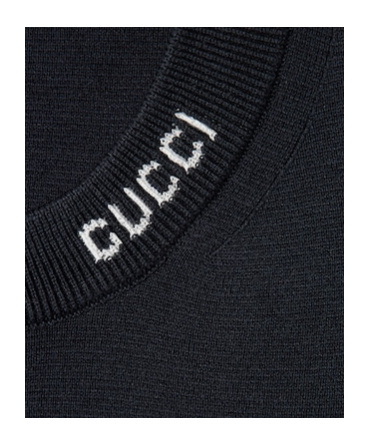 Gucci Silk Cotton Knit Sweater With Intarsia In Black