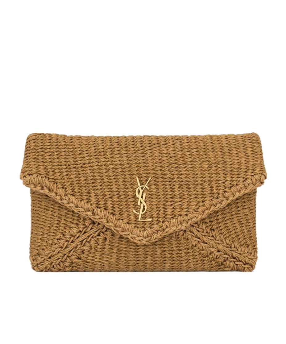 Saint Laurent Cassandre Large Envelope Pouch In Rope In Brown