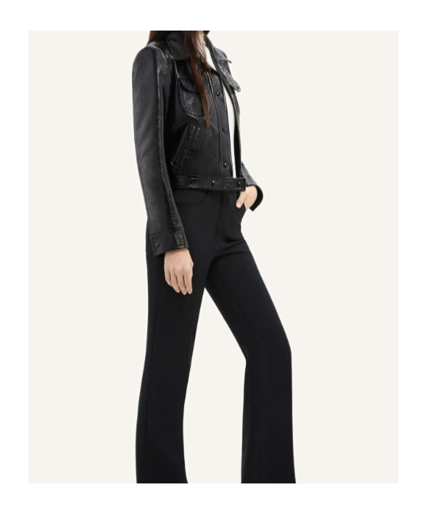 Courrèges Cropped Lambskin Jacket In Black