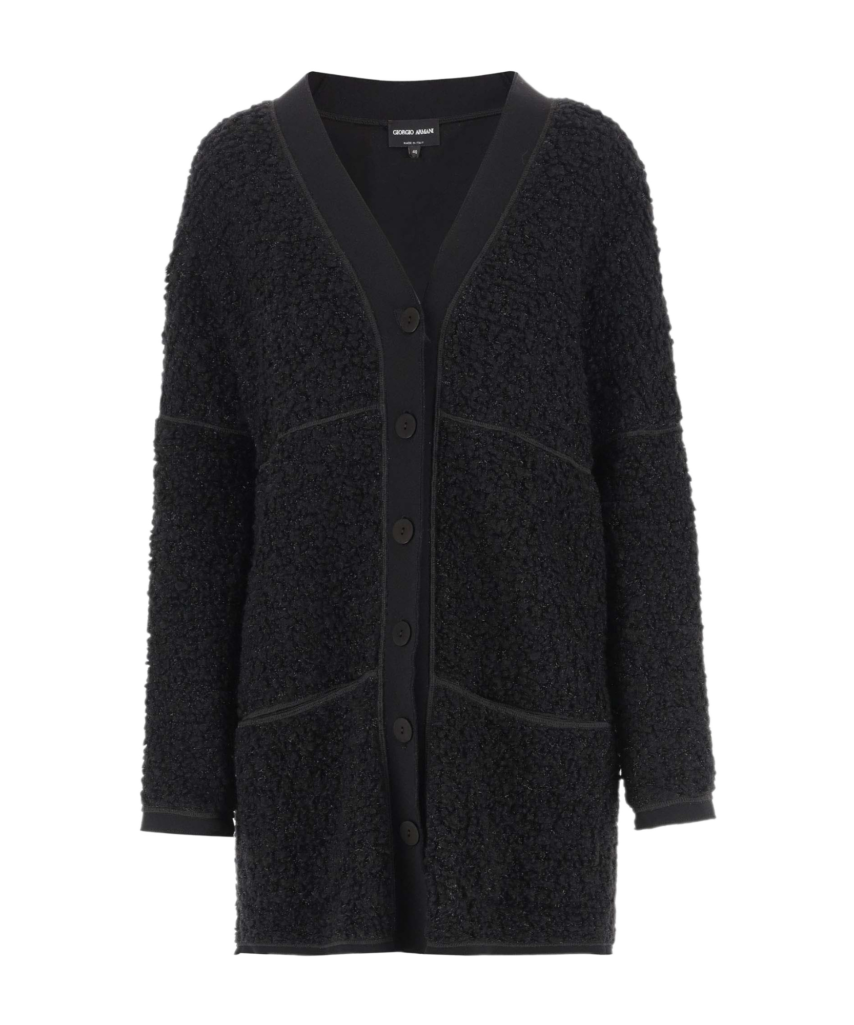 Giorgio Armani Long Bouclé Cardi-coat In Black