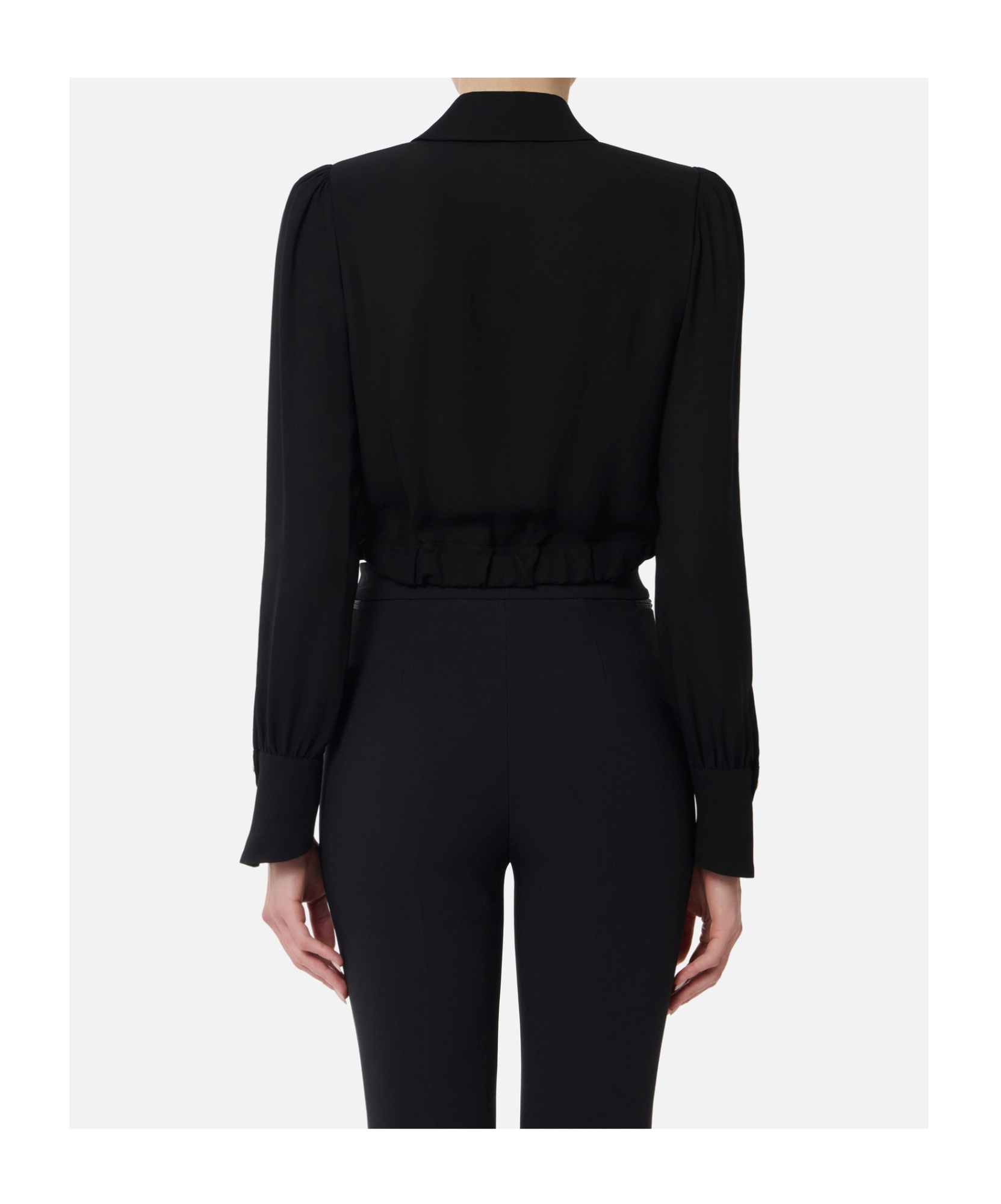 Elisabetta Franchi Blouse In Georgette Fabric With Jewel Detail In Black