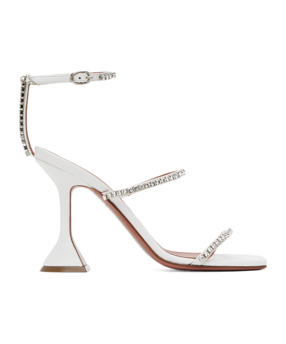 Amina Muaddi Gilda 95mm Embellished-strap Sandals In White