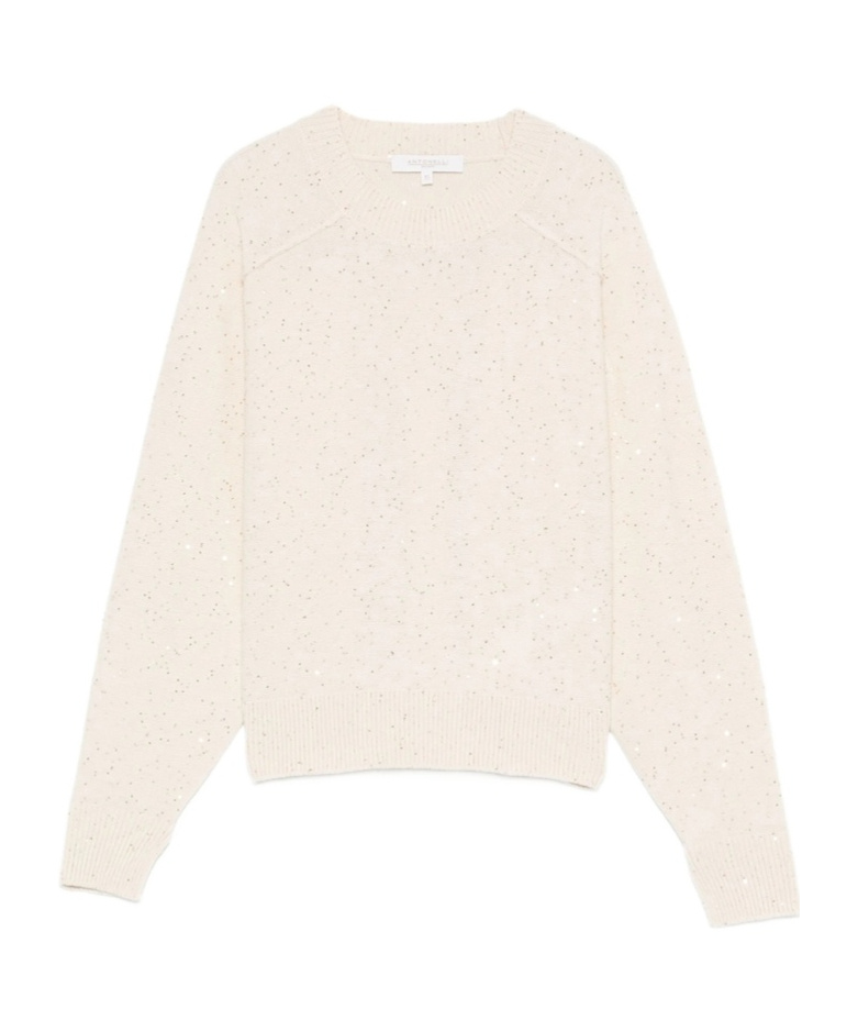 Antonelli Sequin-embellished Crew-neck Sweater In White