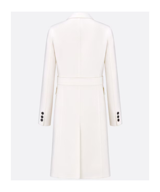 Dior Double-breasted Wool Coat In White