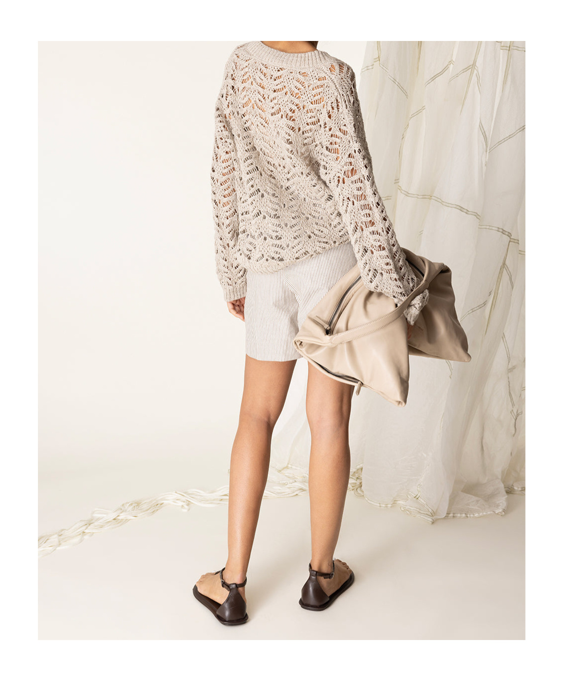Shop Brunello Cucinelli Belted Tailored Short In White