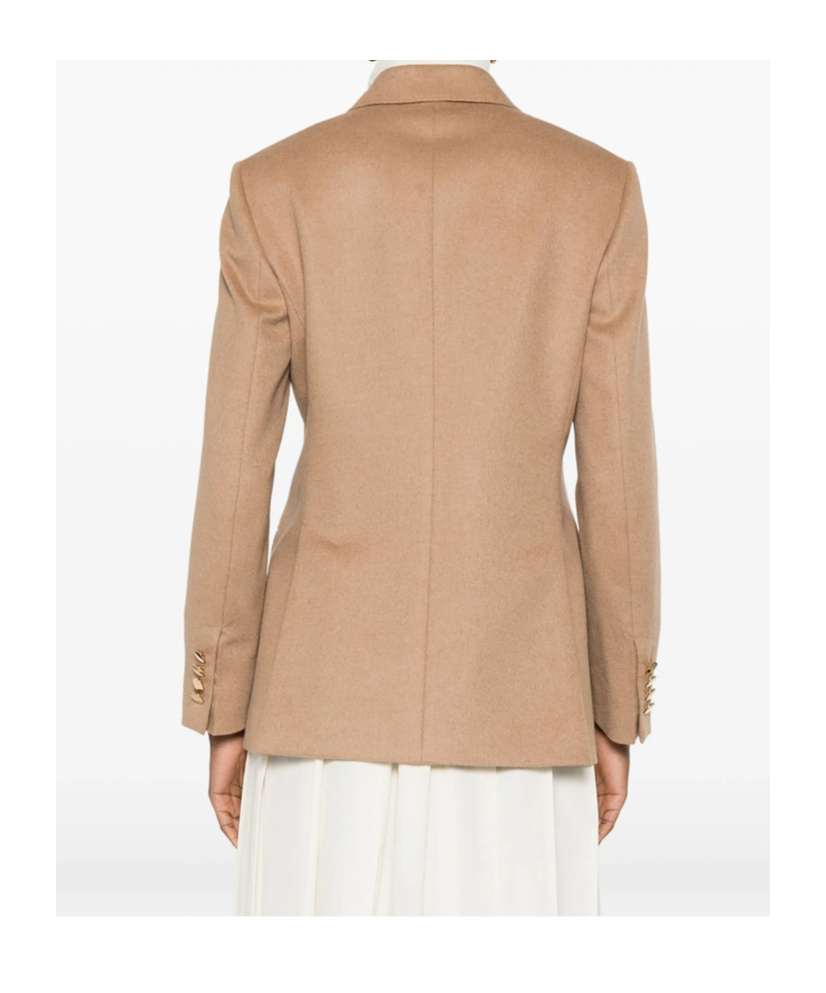 Max Mara Double-breasted Wool Jacket Back Vent In Pink