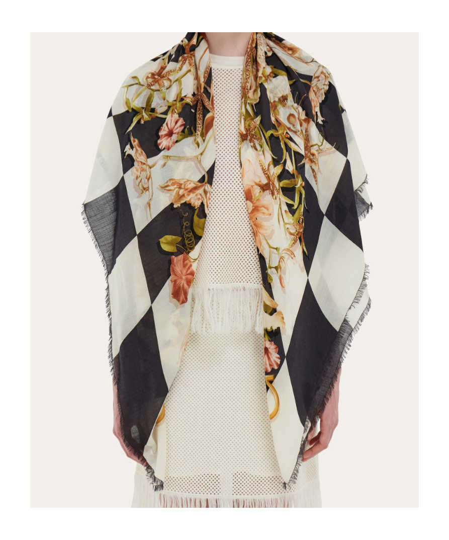 Ferragamo Gaia-print Silk Scarf In Black