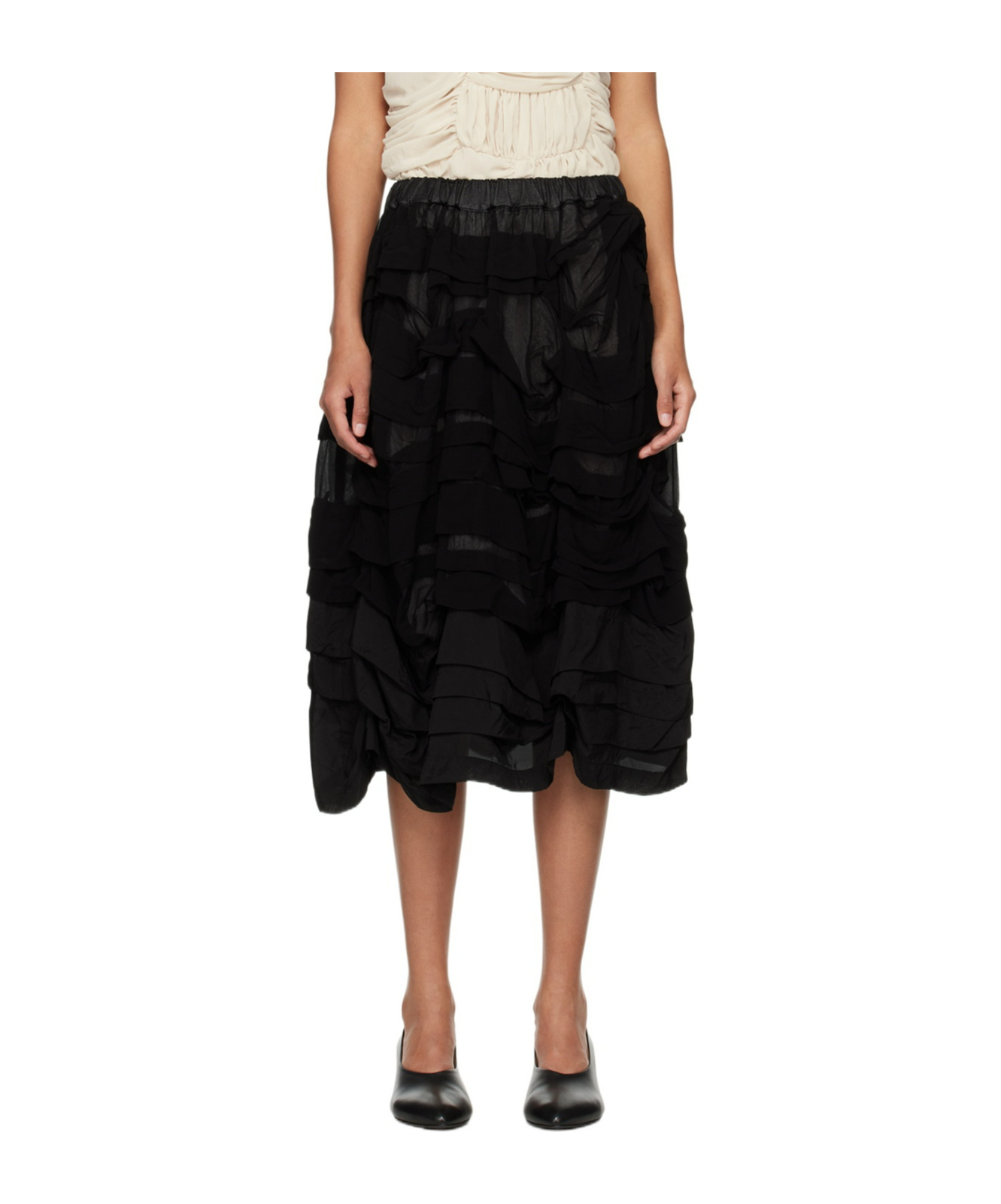 Shop Comme Des Garçons High-waisted Pleated Skirt In Black