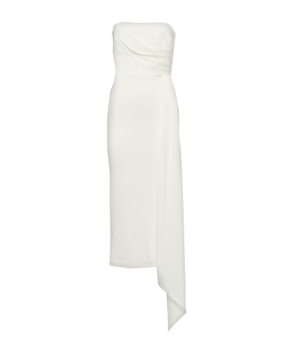 Alex Perry Bridal Draped Strapless Crepe Midi Dress In White