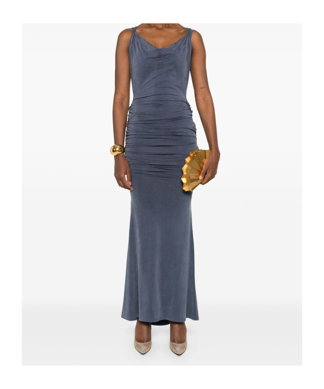 Vivienne Westwood Navy Liz Jersey Maxi Dress In Gray