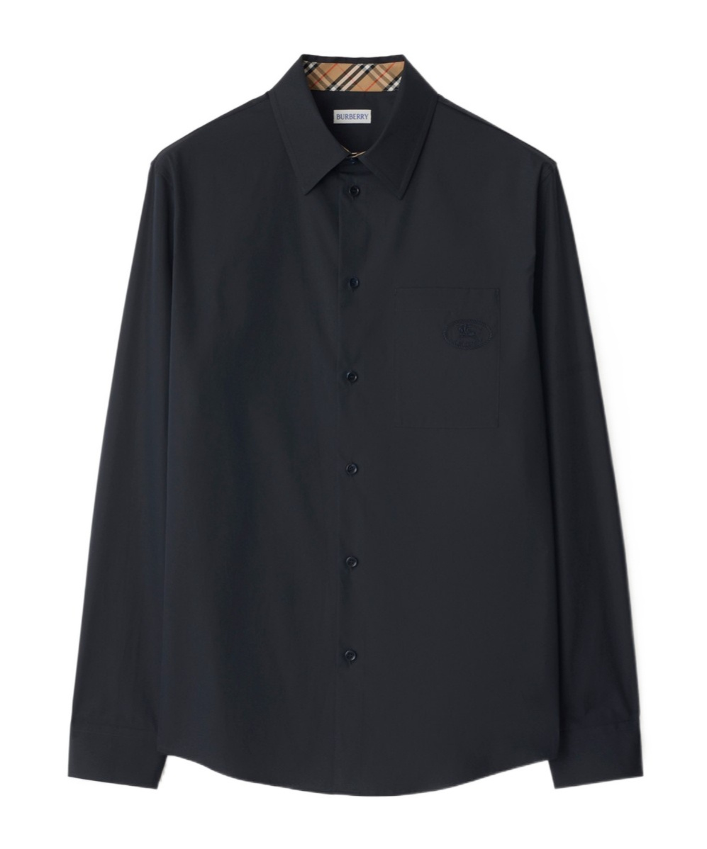 Burberry Sherfield Equestrian Knight Stretch Cotton Poplin Button-up Shirt
